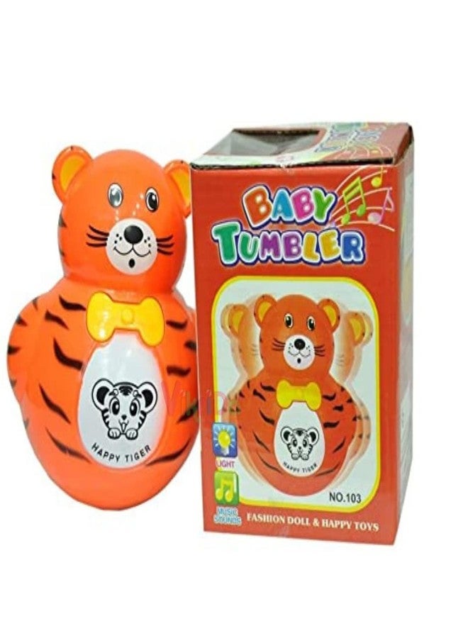 VikriDA Light and Music Tiger Roly Poly Tumbler Doll, Push and Shake Wobbling Bell Sound Musical Rattle Toy for Infants, Toddlers - Image 5